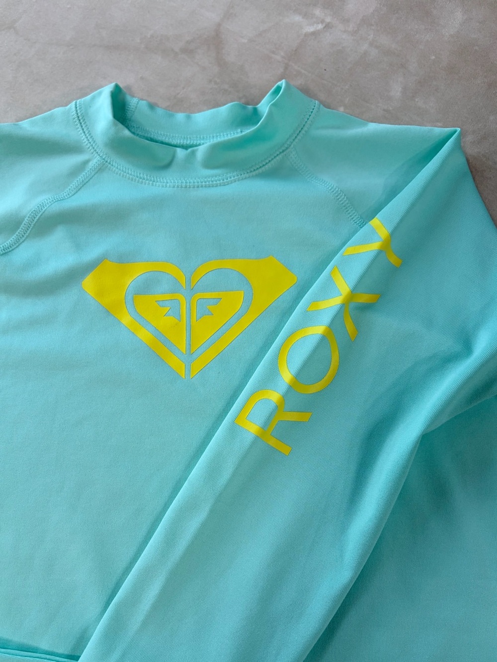 Roxy Whole Hearted Mint green yellow Surf shirt rash guard SPF long sleeve swim